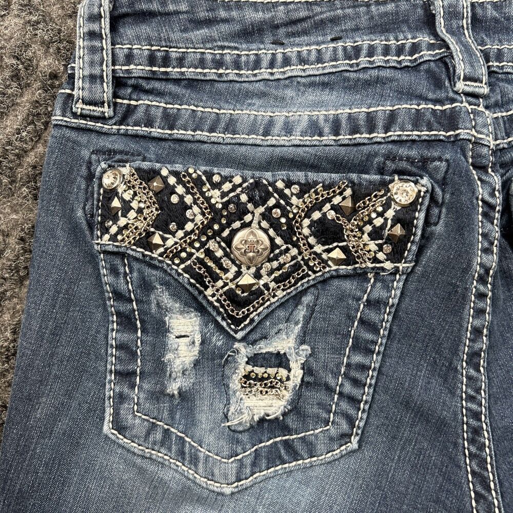 Miss Me Jeans Signature Bootcut 30x30 Embellished Chains Jewels Stretch - Picture 10 of 12